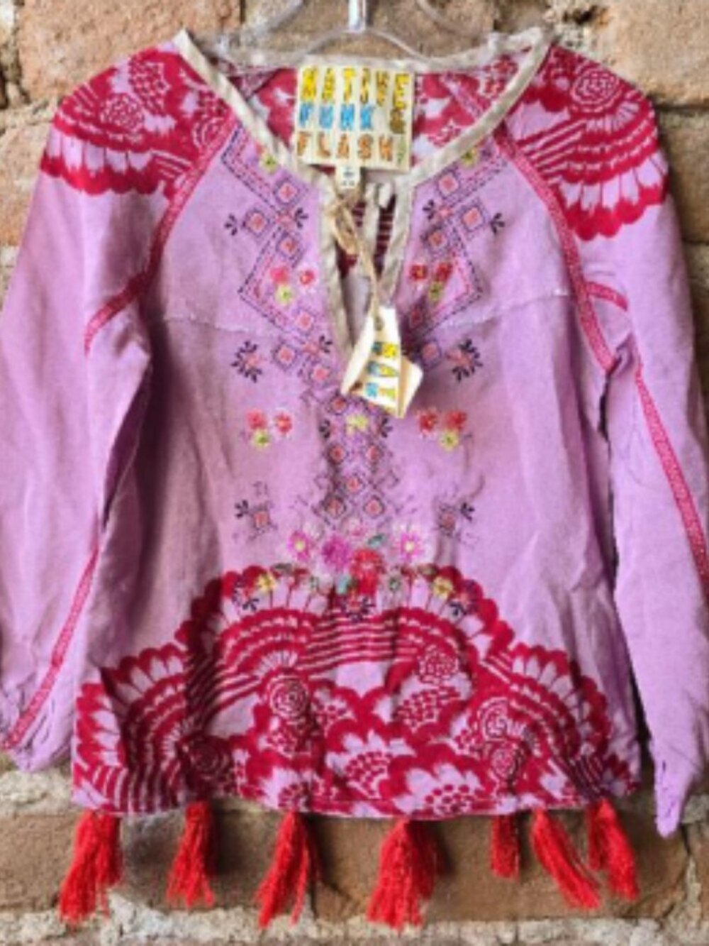 Native Funk and flash Fringe Top Silk